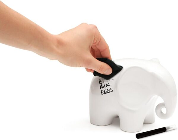 Luckies - Desk Whiteboard | Mini Whiteboard & White Board Pen | Eric Elephant Desk Decor & White Elephant Gifts for Women | Ceramic Table Accessories | Office Accessories | Includes Black Pen & Cloth - Image 2