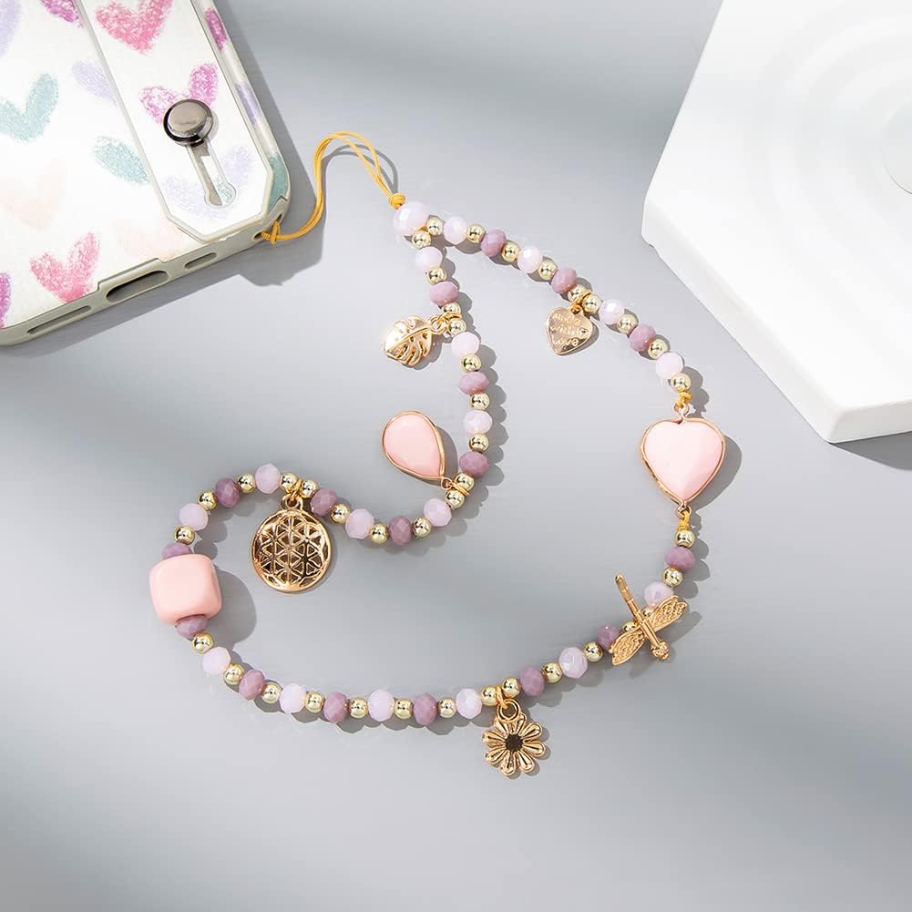 Uposao Mobile Phone Lanyard, Crystal Bead Anti-Lost Mobile Phone Case Pendant Chain Mobile Phone Decoration Accessories Wrist Strap Key Chain Bag Pendant