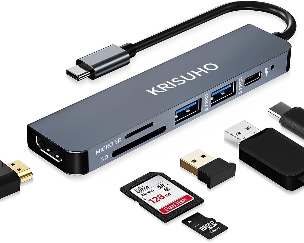 krisuho usbc hub hdmi macbook usb adaptor usb c hub multiport adapter usbc adapter MacBook hdmi adapter macbook air usb adapter type c dongle usb hub usb c Reader for MacBook mac usb adapter