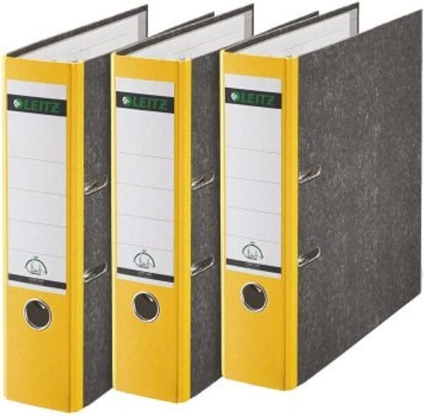 Leitz 180° A4 Board Lever Arch File 80mm Yellow - Pack of 3