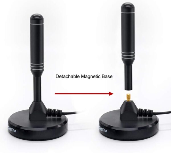 LEADSIGN Portable Indoor/Outdoor TV Aerial with Magnetic Base, 360°Reception High Gain Digital Freeview TV Antenna, 4K 1080P VHF UHF (Black) - Image 4