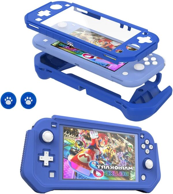 Protective Case for Nintendo Switch Lite, Switch Lite Case with Detachable Screen Protector Cover + Hand Grip Case Compatible with Nintendo Switch Lite 2019 (Navy Blue)