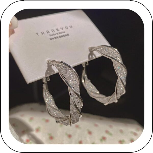 Hypoallergenic Hollow Hoop Earrings, Lightweight Luxury Elegant Durable Huggie Earrings Super Flash Crystal Earrings
