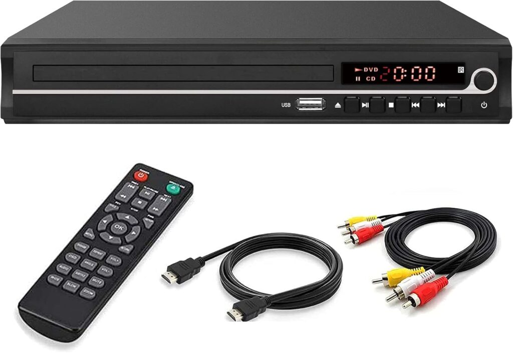 VATI DVD Player for TV,Region Free HDMI DVD Player for Smart TV Support 1080P Full HD with HDMI Cable Remote Control USB Input
