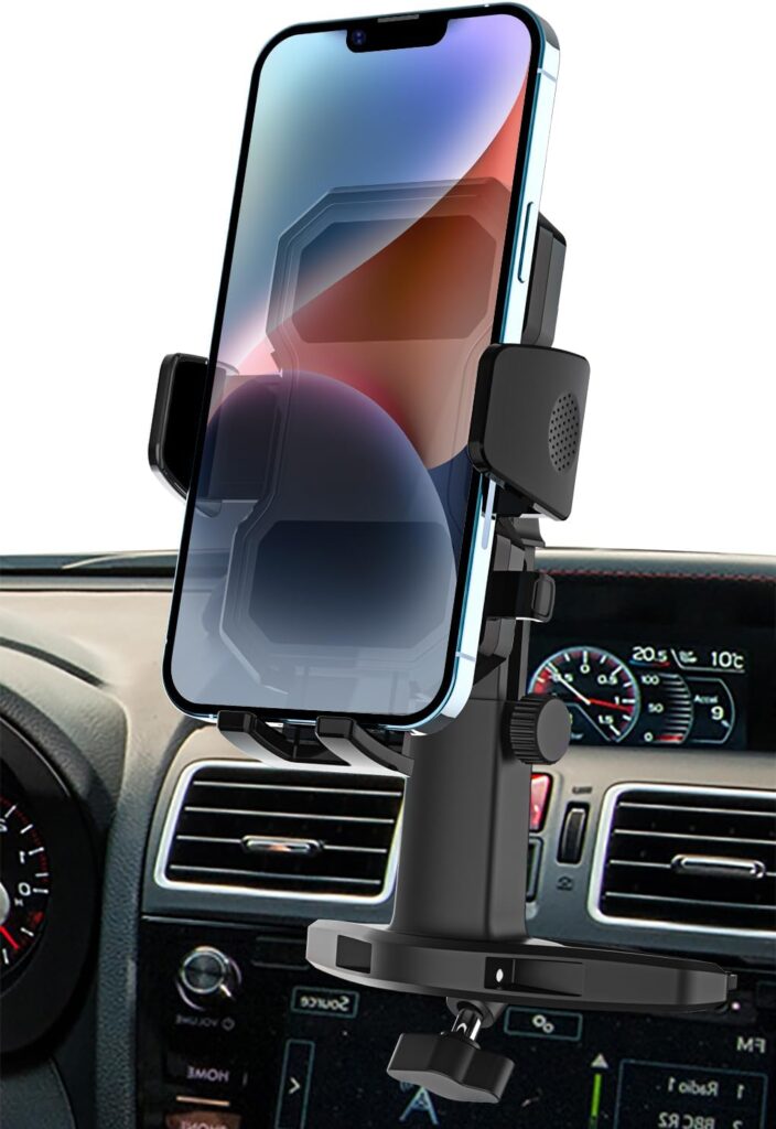 woleyi CD Slot Phone Holder for Car, Car Phone Holder CD Player Mount [Height Adjustable] with One Button Release Clamp for iPhone 15 Pro Max Plus 14 13, Samsung, Huawei, All 4-7″ Smartphones