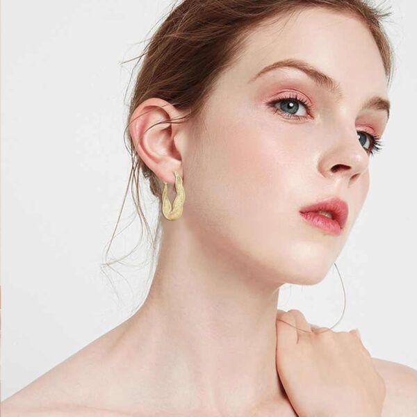 Hypoallergenic Hollow Hoop Earrings, Lightweight Luxury Elegant Durable Huggie Earrings Super Flash Crystal Earrings - Image 6