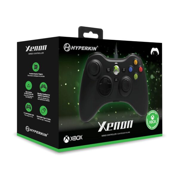 Hyperkin Xenon Wired Controller - Black - Officially licensed Xbox 360 Controller replica for use with Xbox Series X|S, Xbox One, Windows 10|11, PC, Video Game Controller, 3.5MM Audio Jack, Impulse Triggers, Plug and Play Gaming Gamepad - Image 5