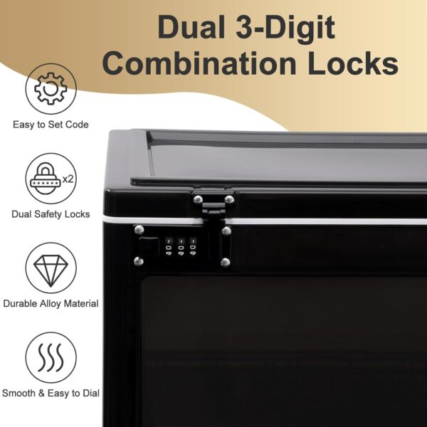 Lalifebuss Large Lock Box for Personal Items, 24 Litre Combination Lockable Storage Box for Office Locker/School/Medicine/Snacks/Phone Jail/Electronic/Home (Black&White) - Image 3