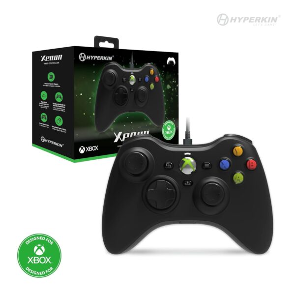 Hyperkin Xenon Wired Controller - Black - Officially licensed Xbox 360 Controller replica for use with Xbox Series X|S, Xbox One, Windows 10|11, PC, Video Game Controller, 3.5MM Audio Jack, Impulse Triggers, Plug and Play Gaming Gamepad - Image 4