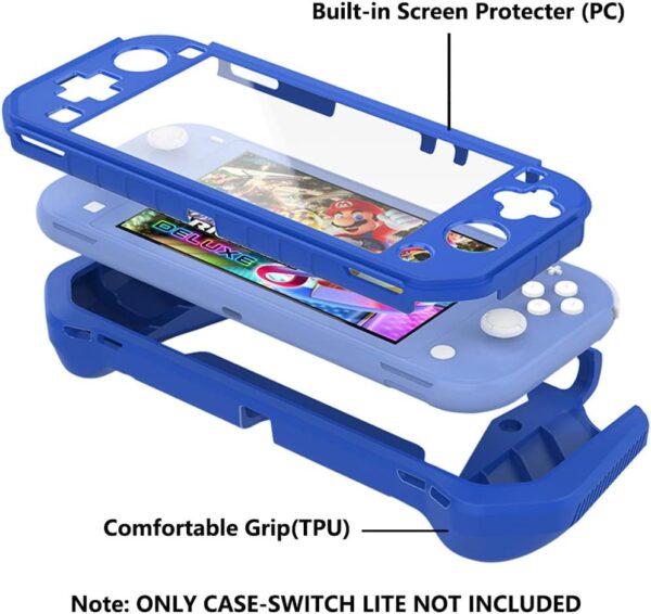 Protective Case for Nintendo Switch Lite, Switch Lite Case with Detachable Screen Protector Cover + Hand Grip Case Compatible with Nintendo Switch Lite 2019 (Navy Blue) - Image 2