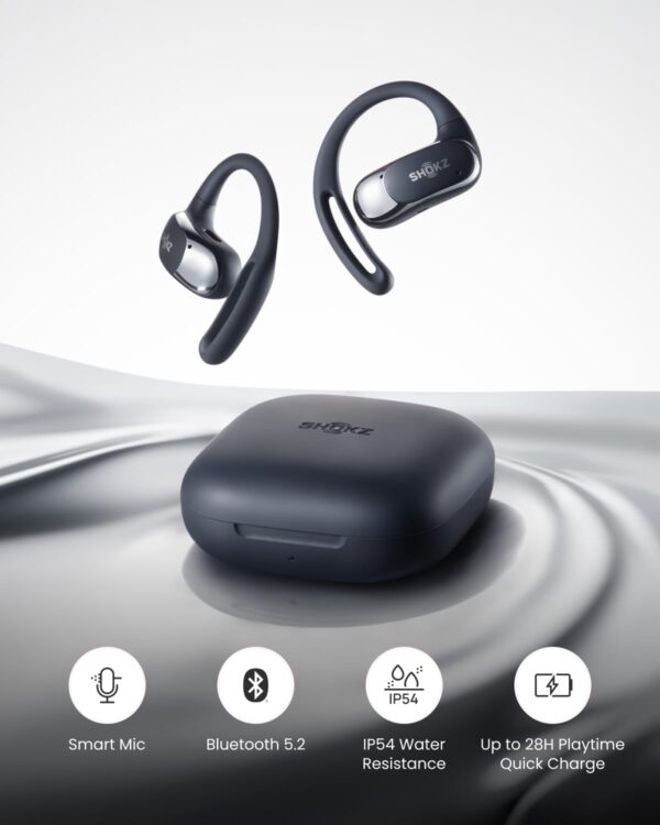 SHOKZ OpenFit Air - Open-Ear Headphones, True Wireless Earbuds, Water Resistant, Secure Earhooks for Daily Use, Black - Image 7