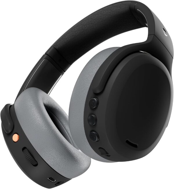 Skullcandy Crusher ANC 2 Over-Ear Active Noise Cancelling Wireless Bluetooth Headphones with Sensory Bass, Skull-iQ Voice Control, 50 Hr Battery, Microphone – Black/Asphalt