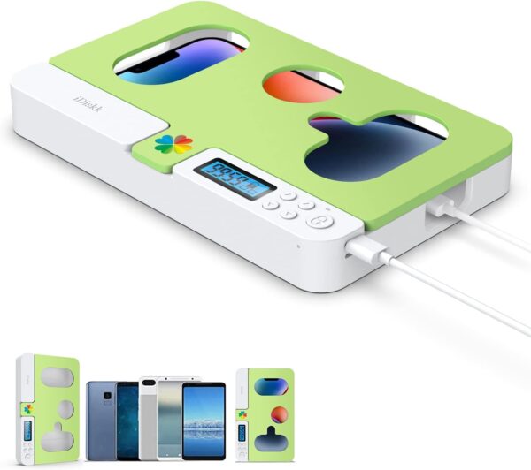 iDiskk Phone Lock Box with Timer, Phone Jail, Self-Control Phone Safe Timed Lock Box for All iPhone and Most Android Phones, Electronic timed Locker Box Gift for Kids, Adult,Lock Phone Away(Green)
