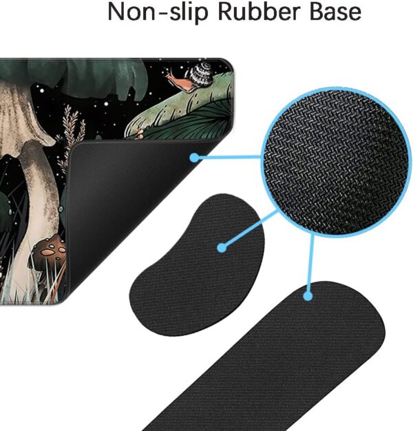 MIBITRI Keyboard Mouse Pad Set, Extended Gaming Mouse Pad+Ergonomics Keyboard Wrist Rest Support, Memory Foam, Easy Typing Pain Relief, 4Pcs XXL Ultra Thick Desk Mat, Snails and Mushroom - Image 4