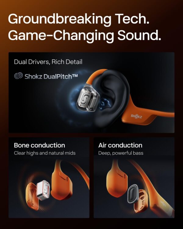 SHOKZ New OpenRun Pro 2 - Open-Ear, Bone Conduction Sport Headphones - with Headband - Sweat Resistant, Workout Headphones - Secure, Wireless, Comfortable Fit-Deep Bass and Smart Mic App - Image 4