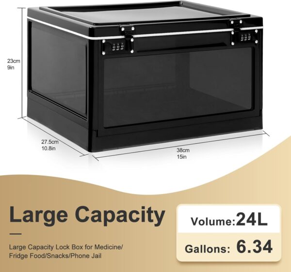 Lalifebuss Large Lock Box for Personal Items, 24 Litre Combination Lockable Storage Box for Office Locker/School/Medicine/Snacks/Phone Jail/Electronic/Home (Black&White) - Image 2