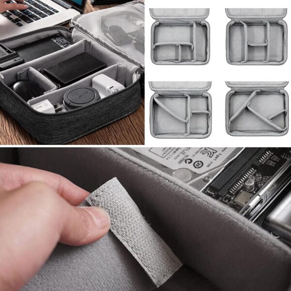 HCFGS Travel Cable Organiser Bag,Accessories Organizer Bag Extra Large 3-Layers Universal Carry Travel Gadget Bag for Power Bank, Data Cable (Black) - Image 3