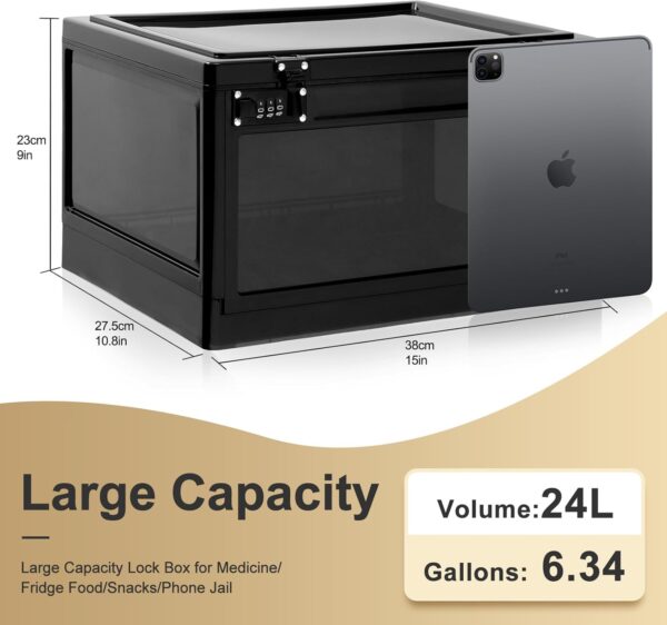 Large Lock Box for Personal Items, Combination Lockable Storage Box for Office Locker/School/Medicine/Snacks/Phone Jail/Electronic/Home - Image 2