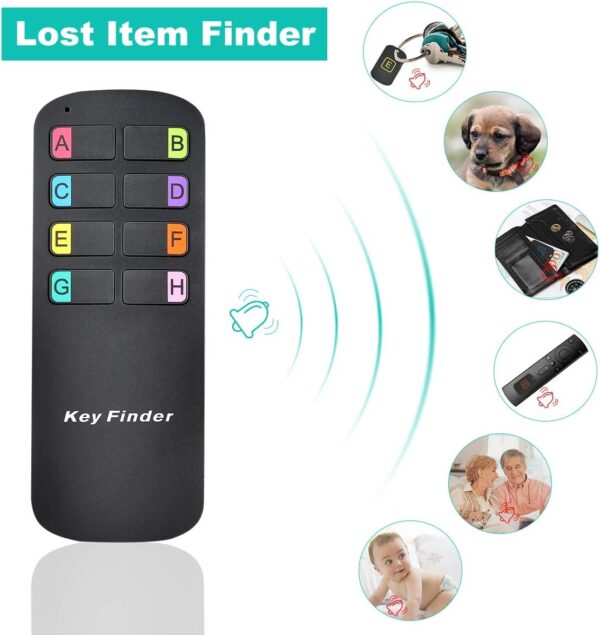 Key Finder Locator,Wireless RF Item Locator with Letters Key Tracker with 85DB Loud Beeping Sound and 115 Feet Remote Control 8 Receivers Anti-Lost Tags and Keychains - Image 3