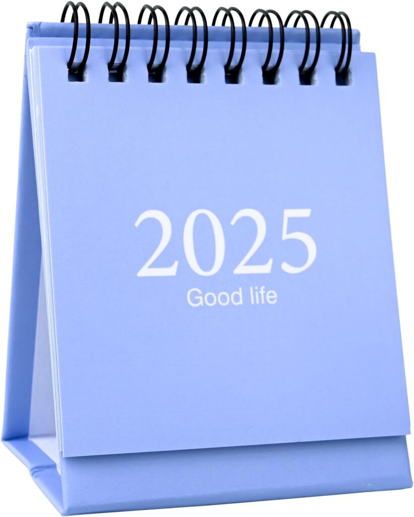 SGQTZDZQ Mini Desk Calendar 2024/25 UK, PC Desk Accessories 2025 Desk Calendar UK, Simple Solid Color Small Desktop Academic Calendar 2025 UK for Office School (blue)