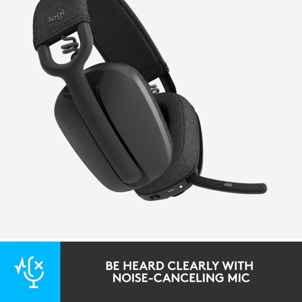 Logitech Zone Vibe 100 Lightweight Wireless Over Ear Headphones with Noise Canceling Microphone, Advanced Multipoint Bluetooth Headset, Works with Teams, Google Meet, Zoom, Mac/PC - Graphite - Image 3