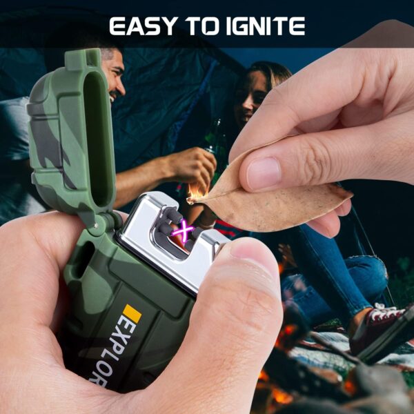 LcFun Waterproof Lighter Outdoor Windproof Lighter Dual Arc Lighter Electric Lighters USB Rechargeable Flameless Plasma Cool Lighters for Camping, Hiking, Adventure, Survival Tactical Gear - Image 6