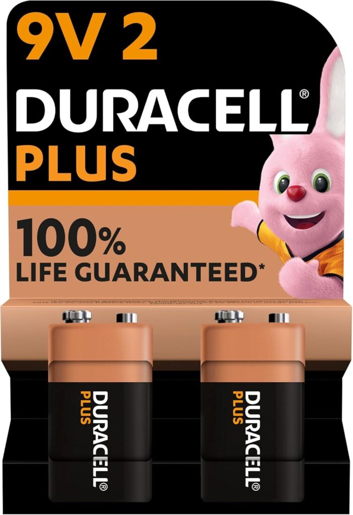 Duracell Plus 9V Batteries (2 Pack) – Alkaline – 100% Life Guaranteed – Reliability For Everyday Devices – 0% Plastic Packaging – 5-Year Storage – 6LR61 MN1604