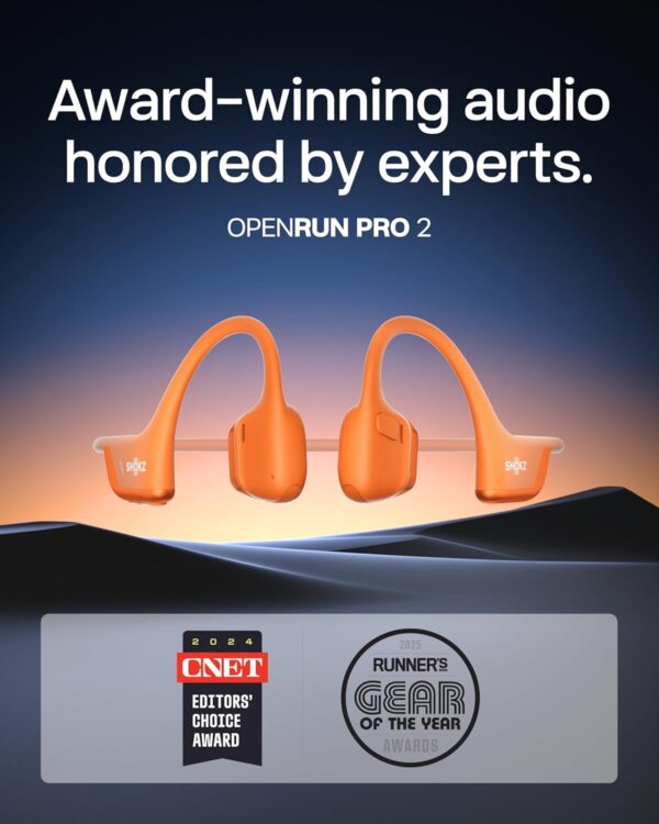 SHOKZ New OpenRun Pro 2 - Open-Ear, Bone Conduction Sport Headphones - with Headband - Sweat Resistant, Workout Headphones - Secure, Wireless, Comfortable Fit-Deep Bass and Smart Mic App - Image 2