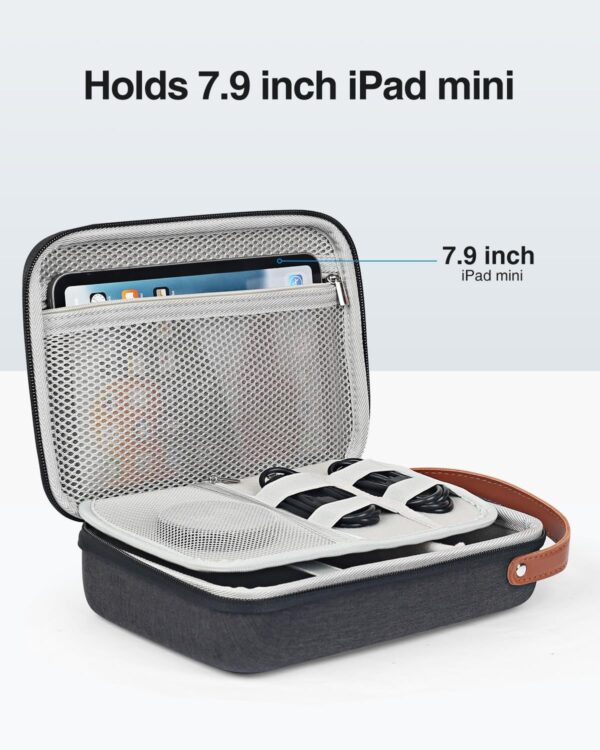 Luxtude Electronic Organizer Travel Case Hard Shell, Hard Case for Electronics, Portable Tech Bag, Tech Accessories Case, Carrying Case for iPad Mini (Up to 7.9’’), Magic Mouse, Charger - Image 5