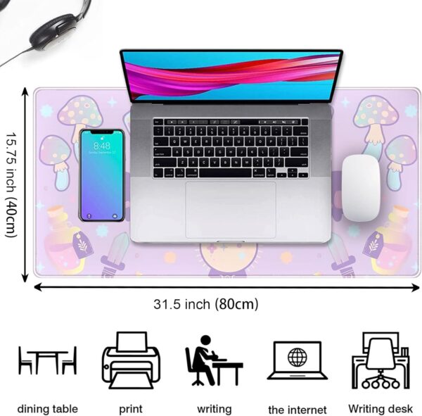 Kawaii Purple Desk Mat,Cute Witchy Elements Mouse Pad, Desk Pad Mystical Goth,XXL Gamig Desktop Mat,Extended Keyboard Mousepad Large for Computer Laptop,Girl Gamer Desk Decor 31.5''x15.7'' - Image 3