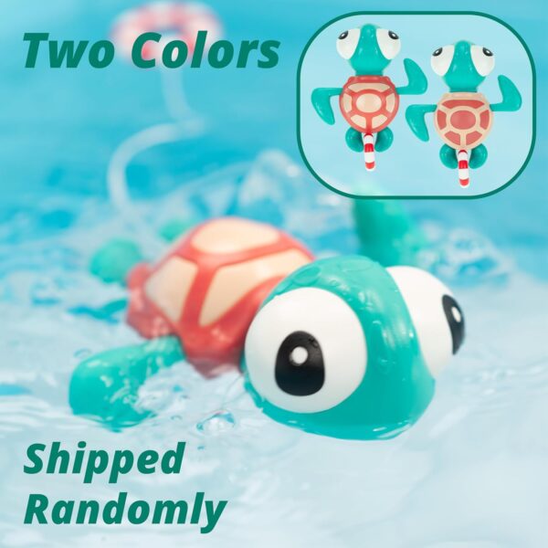 DUCKBOXX XX Pull-String Swimming Sea Friends Bath Toy, No Battery Mold-Free Anti-Rust Interactive Montessori Toy for Kids (Turtle with Swim Ring) - Image 5