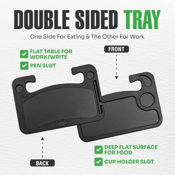 lebogner Steering Wheel Tray, Car Tray for Eating, Hook On Steering Wheel Desk for Food, Laptop and Car Accessories, Car Road Trip Must Haves Gadgets Car Table (Black) - Image 3