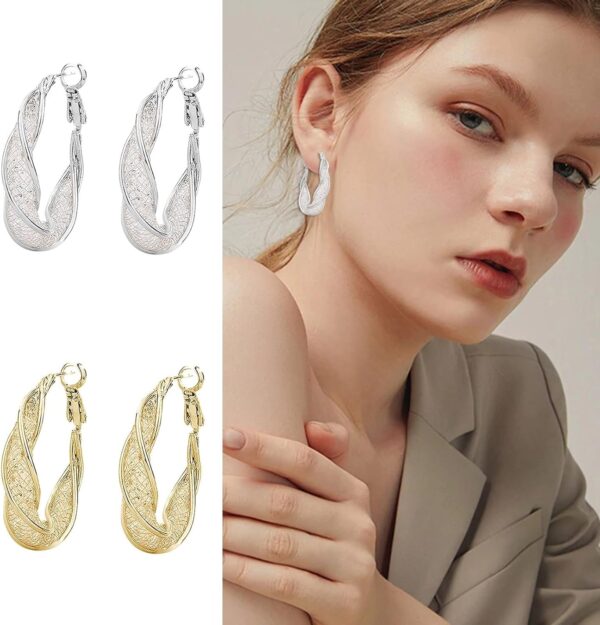 Hypoallergenic Hollow Hoop Earrings, Lightweight Luxury Elegant Durable Huggie Earrings Super Flash Crystal Earrings - Image 4