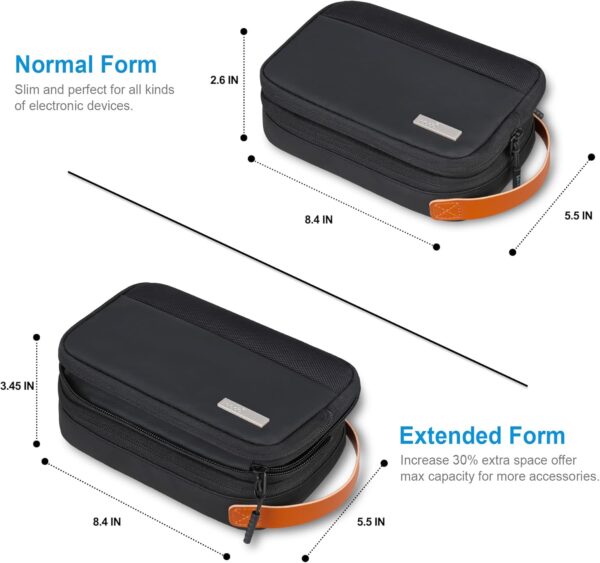 Lacdo Electronics Organizer Travel Case, Travel Bag Cable Organizer for Essentials, Water Resistant Tech Accessories Carry Storage for Cord, Phone, Cables, Airpods, USB Flash Drive, Daily Items, Black - Image 3