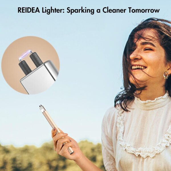 REIDEA Candle Lighter Electronic Arc Windproof Flameless USB Rechargeable Lighter with Safe Button for Home Kitchen, S4, Champagne Gold - Image 7