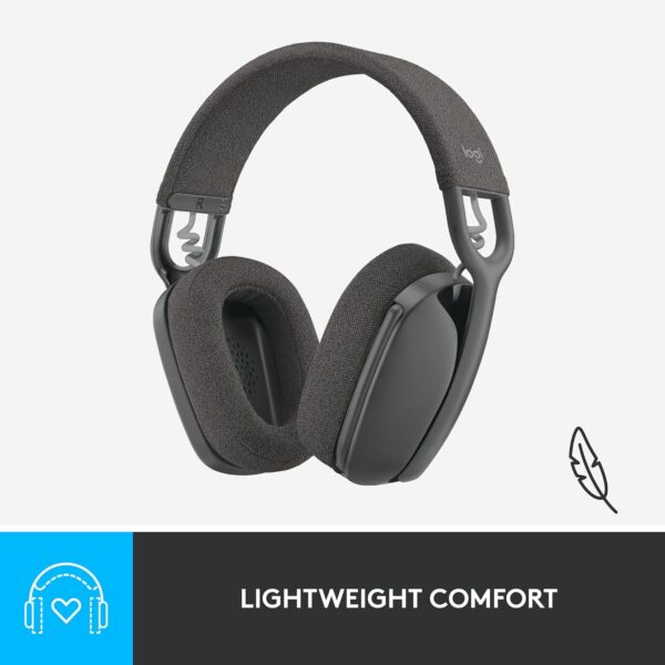 Logitech Zone Vibe 100 Lightweight Wireless Over Ear Headphones with Noise Canceling Microphone, Advanced Multipoint Bluetooth Headset, Works with Teams, Google Meet, Zoom, Mac/PC - Graphite - Image 8