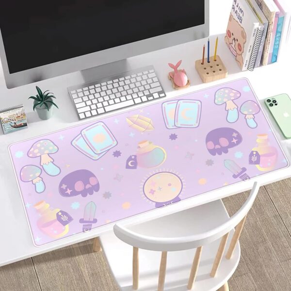 Kawaii Purple Desk Mat,Cute Witchy Elements Mouse Pad, Desk Pad Mystical Goth,XXL Gamig Desktop Mat,Extended Keyboard Mousepad Large for Computer Laptop,Girl Gamer Desk Decor 31.5''x15.7'' - Image 4