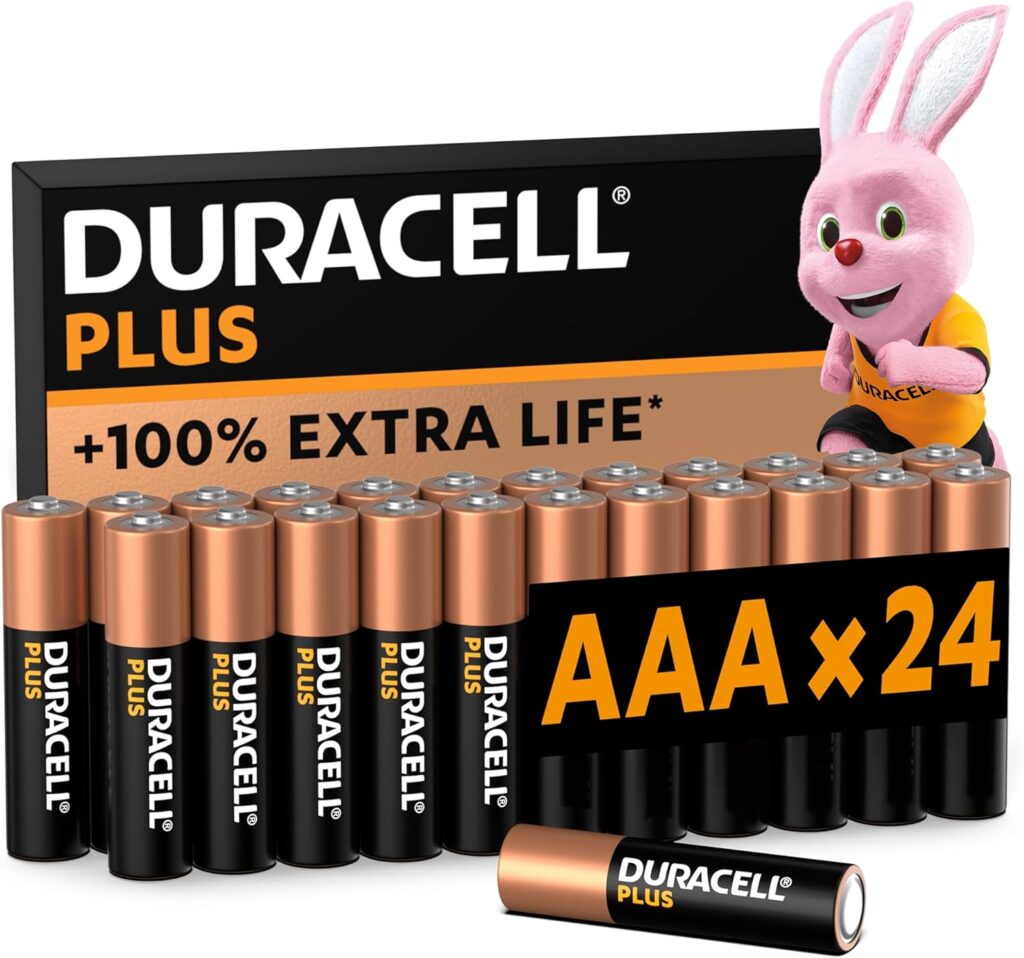 Duracell Plus AAA Batteries (24 Pack) – Alkaline 1.5V – Up To 100% Extra Life – Reliability For Everyday Devices – 0% Plastic Packaging – 10-Year Storage – LR03 MN2400 [Amazon exclusive]