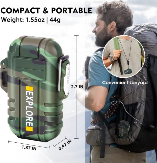 LcFun Waterproof Lighter Outdoor Windproof Lighter Dual Arc Lighter Electric Lighters USB Rechargeable Flameless Plasma Cool Lighters for Camping, Hiking, Adventure, Survival Tactical Gear - Image 5