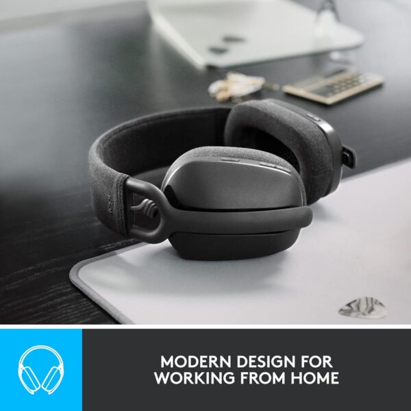 Logitech Zone Vibe 100 Lightweight Wireless Over Ear Headphones with Noise Canceling Microphone, Advanced Multipoint Bluetooth Headset, Works with Teams, Google Meet, Zoom, Mac/PC - Graphite - Image 2