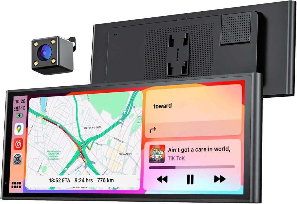 Krunia 9.26″ Wireless Portable Car Play Screen for Apple CarPlay & Android Auto, OTA Updates, Backup Camera, Mirror Link, 5.0 Bluetooth, Voice Control, GPS Navigation, FM