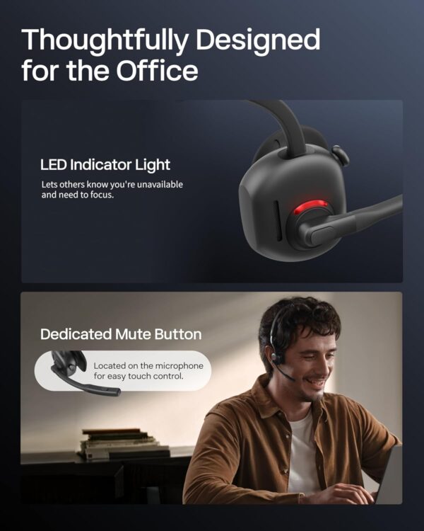 SHOKZ New OpenMeet - Open-Ear Bluetooth Computer Headset, Noise Cancelling Mic + Mute Button, Bluetooth 5.4 Compatible with PC & Mac, Wireless Work Headphones, Customizable Fit, Smart App - C610 - Image 8