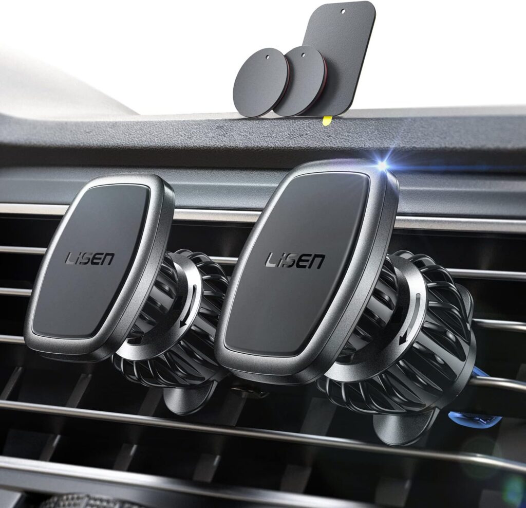 LISEN Magnetic Phone Car Mount [Super Magnets], Car Phone Holder Magnetic for Air Vent [2024 Upgrade], Mobile Phone Holder for Cars Compatible With iPhone 16 15 14 13 Pro Max Plus Mini, Samsung, Pixel