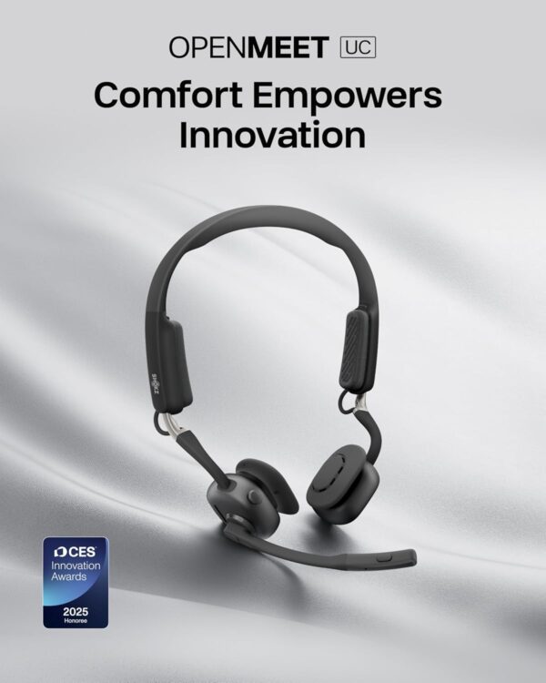 SHOKZ New OpenMeet UC - Open-Ear Bluetooth Computer Headset, Noise Cancelling Mic + Mute Button, USB-C Dongle Compatible with PC & Mac, Wireless Work Headphones, Customizable Fit, Smart App - C610 UC - Image 2