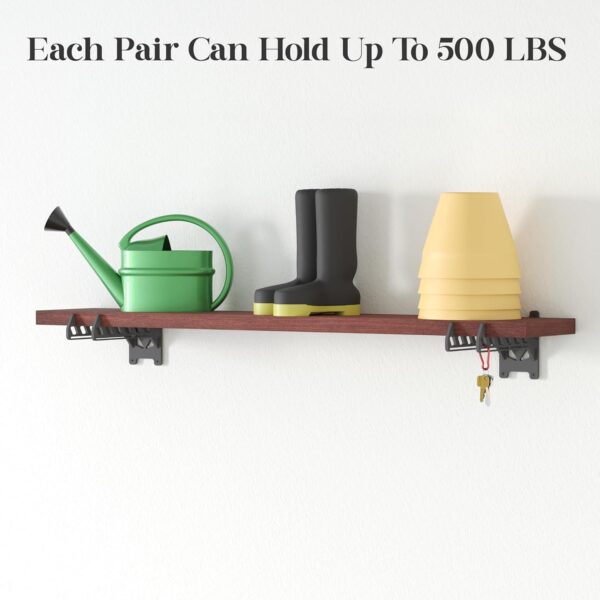 Heavy-Duty Garage Shelving Aide Hooks by Balin Designs (Black) Utility Brackets for 10” - 12 "Shelves with Included Hardware, Ideal for Workshop, Garden Tools, and Electronic Item hangings (Set of 2) - Image 7
