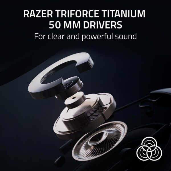 Razer BlackShark V2 HyperSpeed Wireless Gaming Headset: 280g Lightweight - THX Spatial Audio - Bendable Mic - 50mm Drivers - 2.4GHz, Bluetooth or USB - 70 Hr Battery w/USB Type C Charging - Black - Image 3