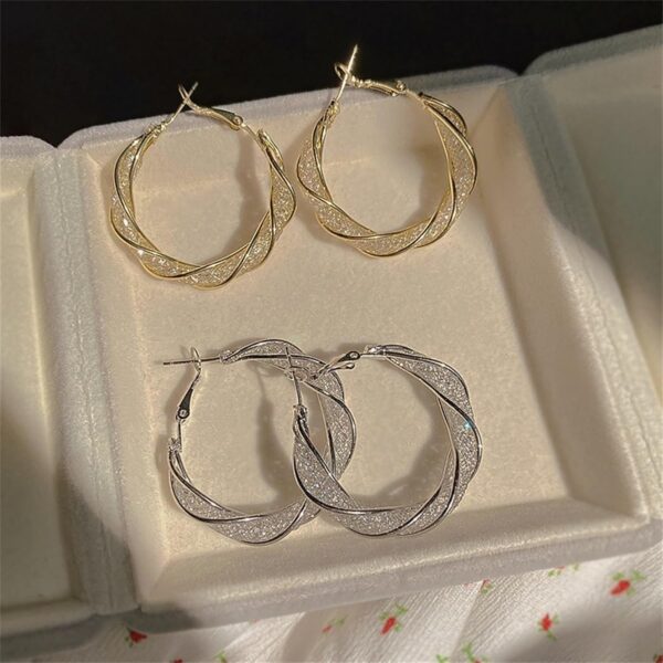 Hypoallergenic Hollow Hoop Earrings, Lightweight Luxury Elegant Durable Huggie Earrings Super Flash Crystal Earrings - Image 3