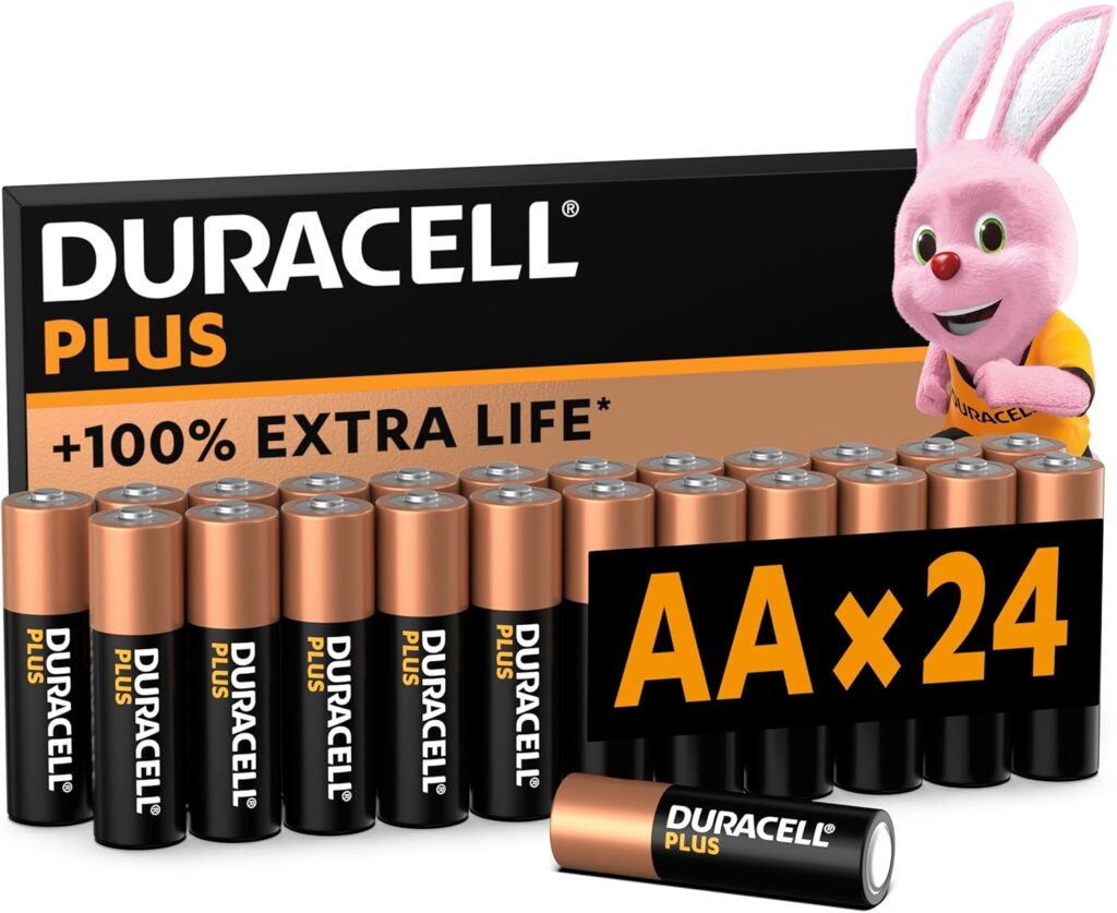 Duracell Plus AA Batteries (24 Pack) – Alkaline 1.5V – Up To 100% Extra Life – Reliability For Everyday Devices – 0% Plastic Packaging – 10-Year Storage – LR6 MN1500