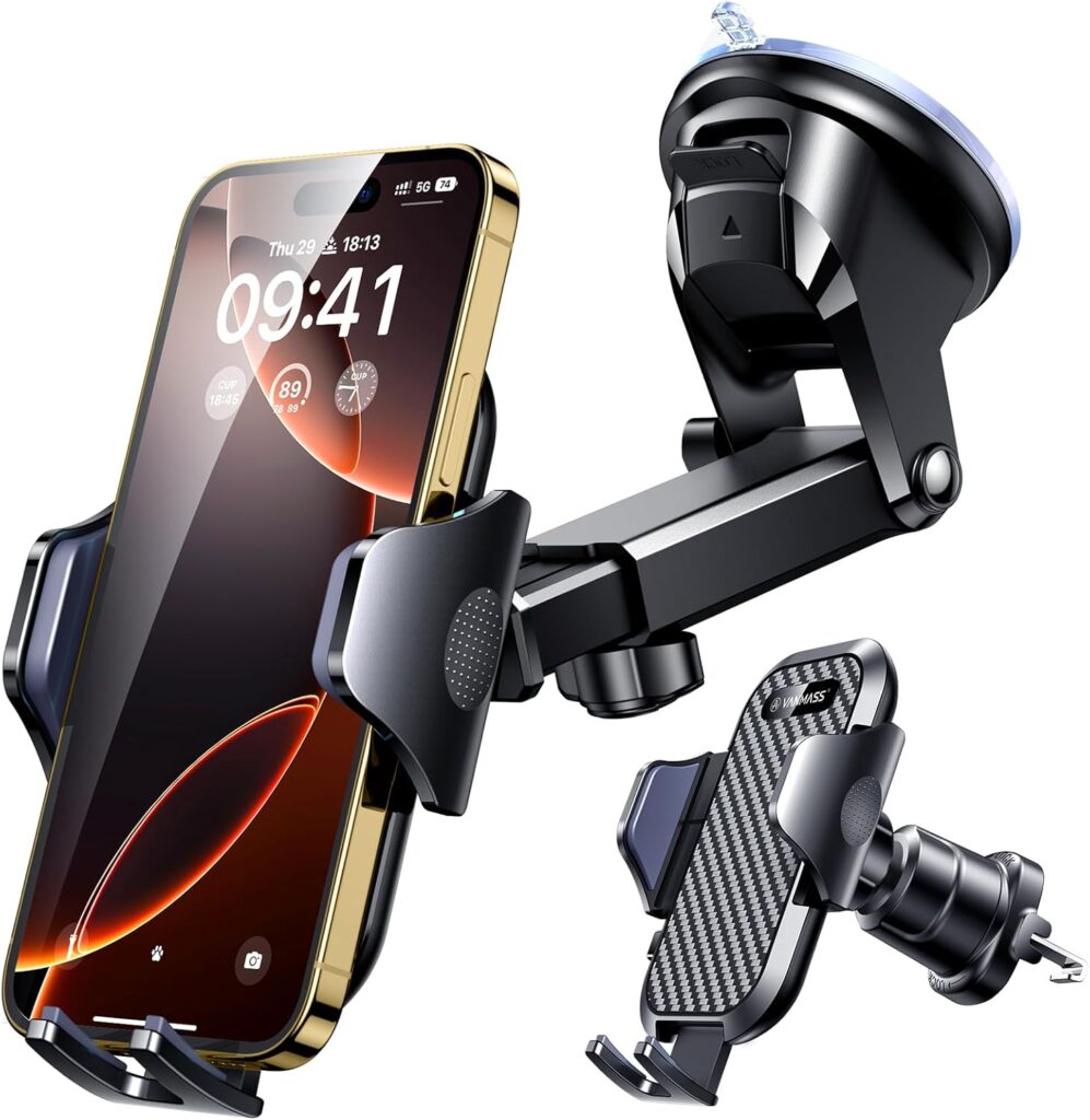 VANMASS 2025 Ultimate 85+LBS Strongest Suction & Clip True Military-Grade Phone Holders for Your Car Dashboard Windshield Vent Mount Truck Cradle Accessories for iPhone 16 15 Pro Max 14 13 Android
