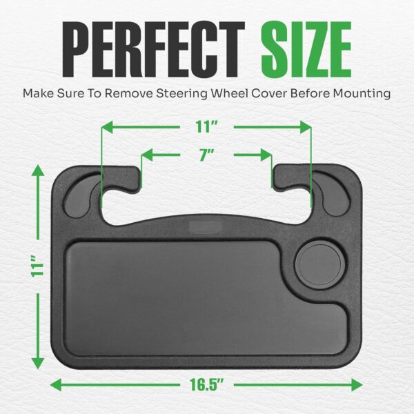 lebogner Steering Wheel Tray, Car Tray for Eating, Hook On Steering Wheel Desk for Food, Laptop and Car Accessories, Car Road Trip Must Haves Gadgets Car Table (Black) - Image 7